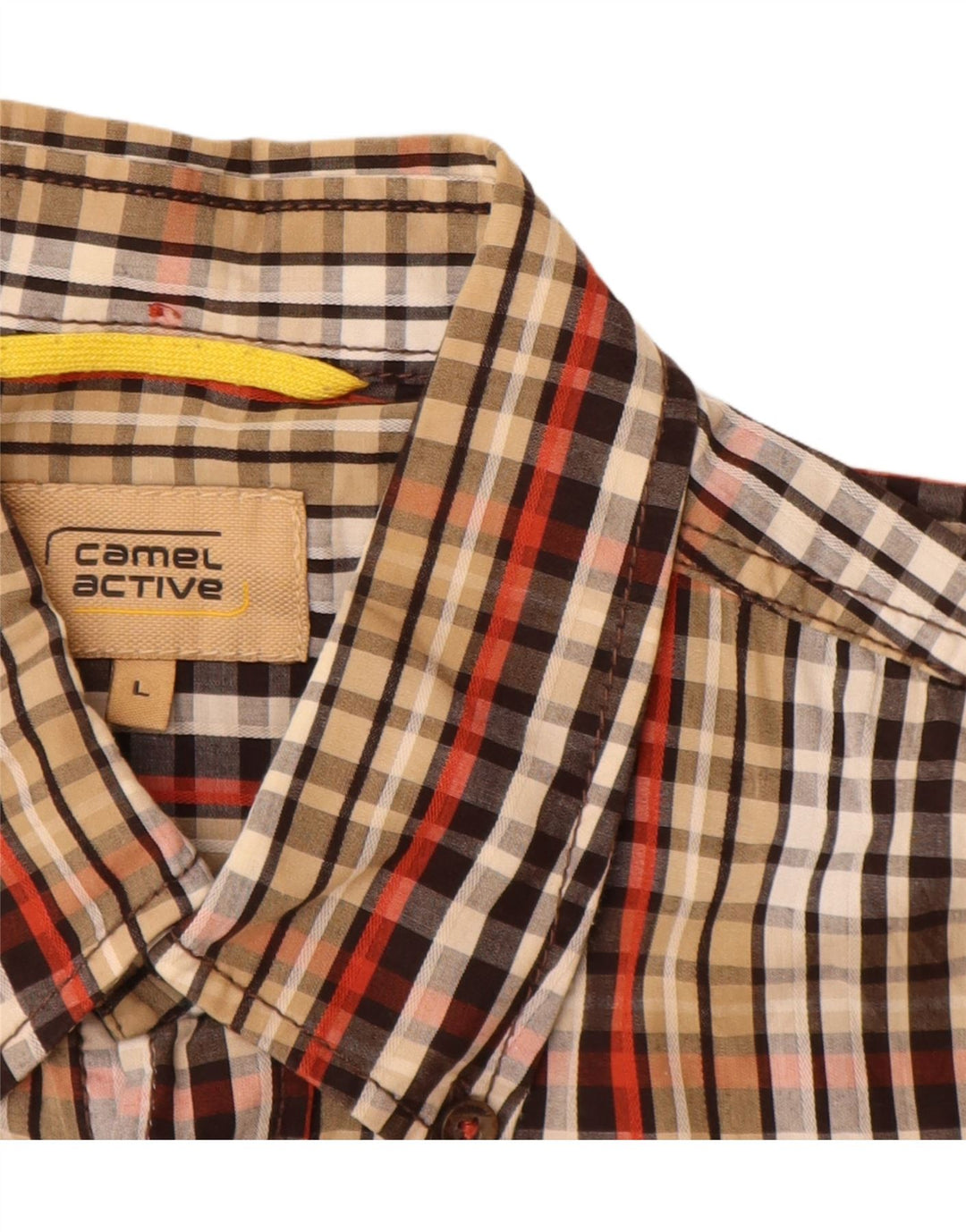 CAMEL ACTIVE Camicia a maniche corte da uomo in cotone a quadri multicolori grandi