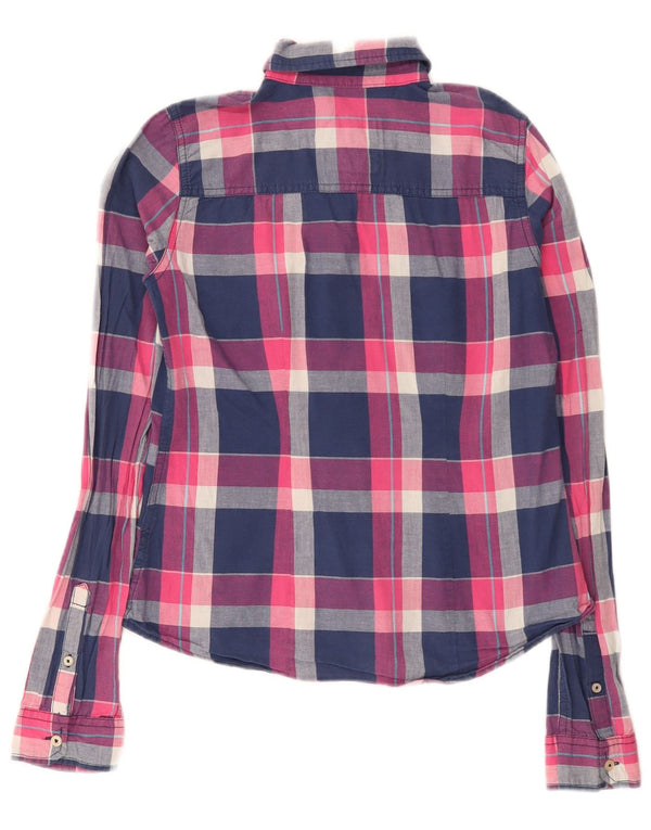 Camicia di flanella da donna Hollister UK 6 XS blu navy a quadri