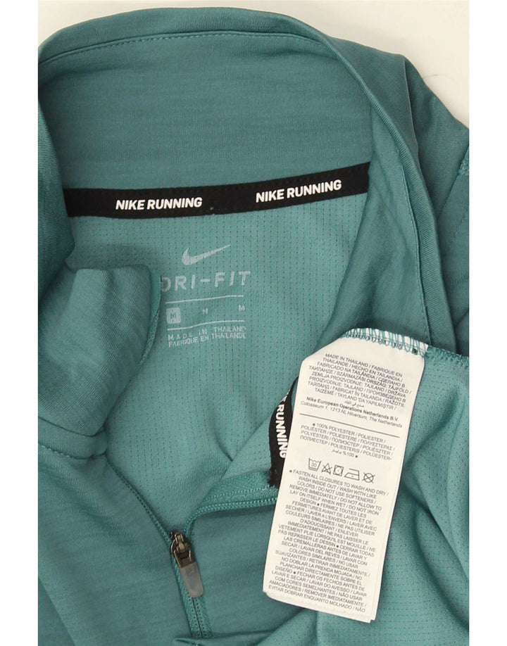Top Nike da uomo Dri Fit con zip e collo grafico a maniche lunghe in poliestere verde medio