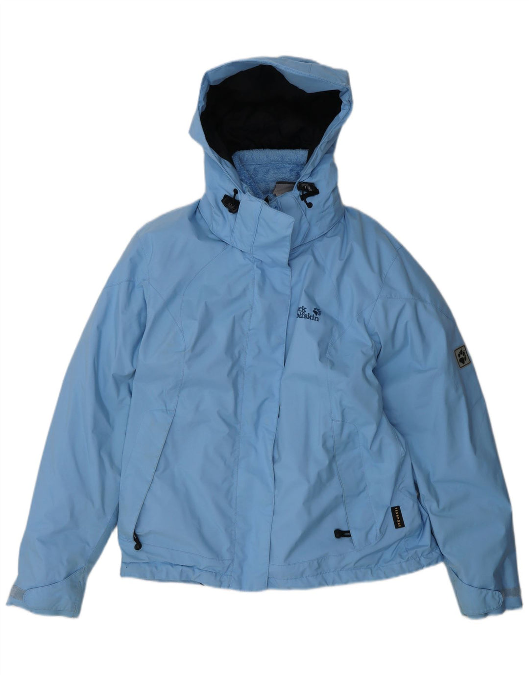 JACK WOLFSKIN Giacca a vento con cappuccio da donna UK 12 Poliestere blu medio