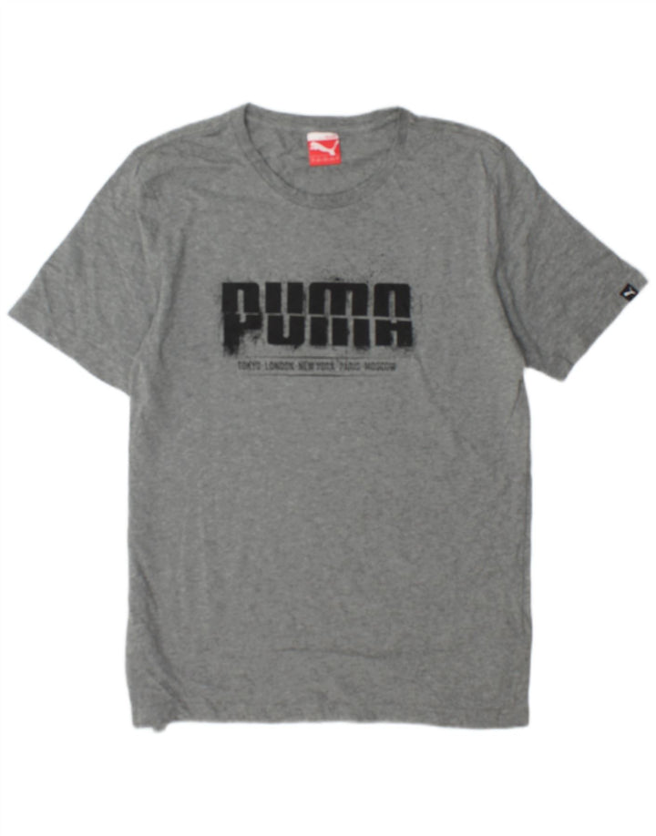 T-shirt grafica da uomo Puma Top in cotone chiazzato grigio medio