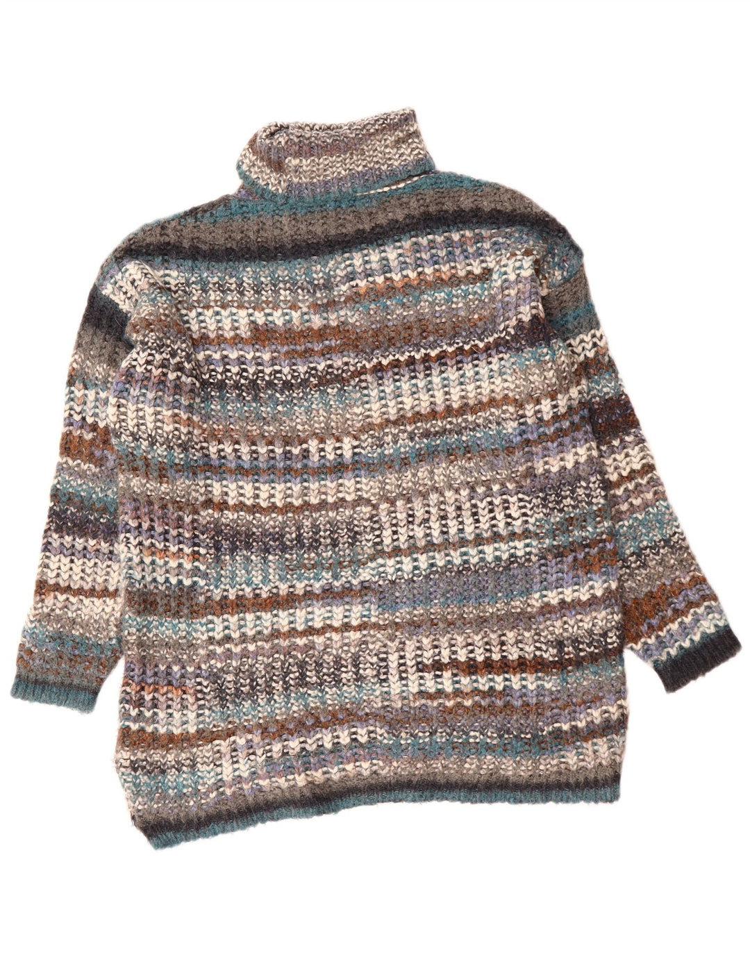 Maglione ZARA da donna con collo alto e collo alto UK 14 a righe multicolori medie