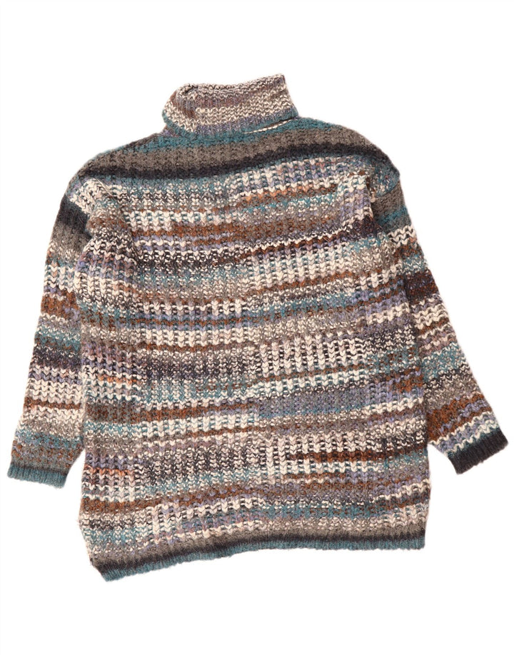 Maglione ZARA da donna con collo alto e collo alto UK 14 a righe multicolori medie