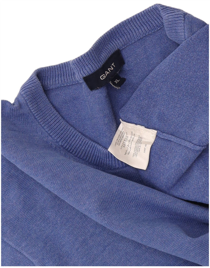 Maglione maglione girocollo da uomo Gant XL in cotone blu