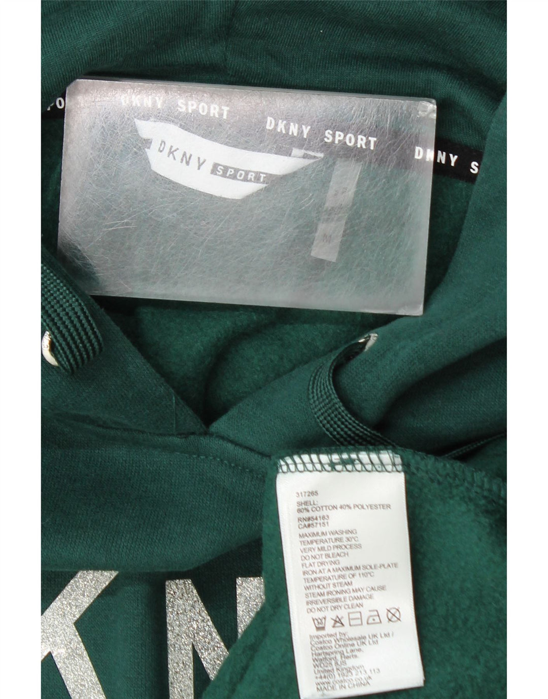 Maglione con cappuccio grafico da uomo Dkny in cotone verde medio