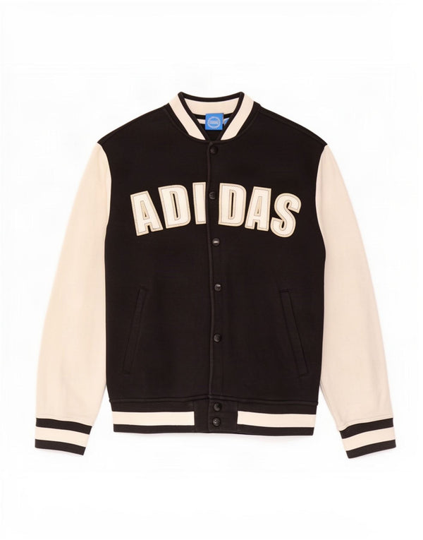 Adidas Giacca grafica da uomo Varsity UK 40 Large Nera in cotone color block