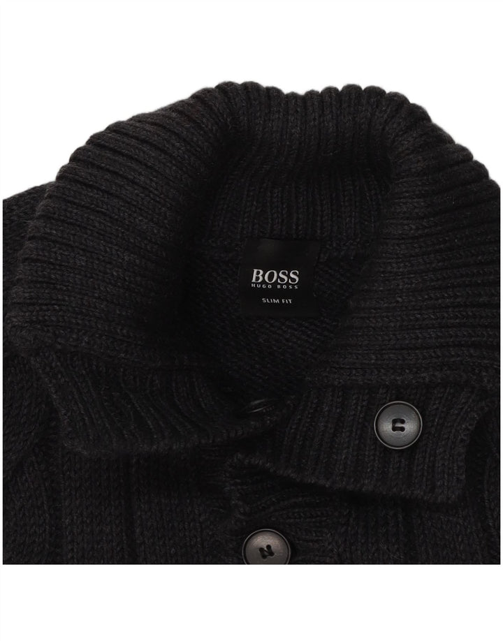 Hugo Boss Maglione da uomo slim fit con collo a bottoni XL Grigio