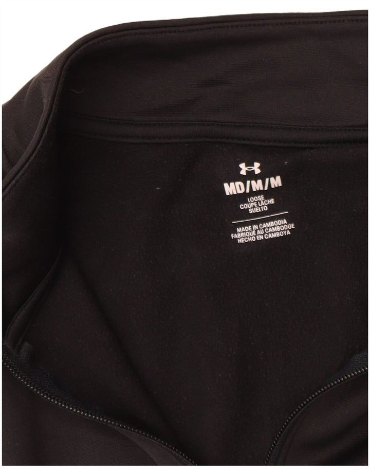 Felpa da uomo Under Armour con collo con zip, maglione medio nero in poliestere