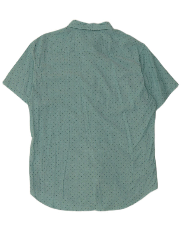 BONOBOS Camicia da uomo slim fit a maniche corte grande cotone blu a pois