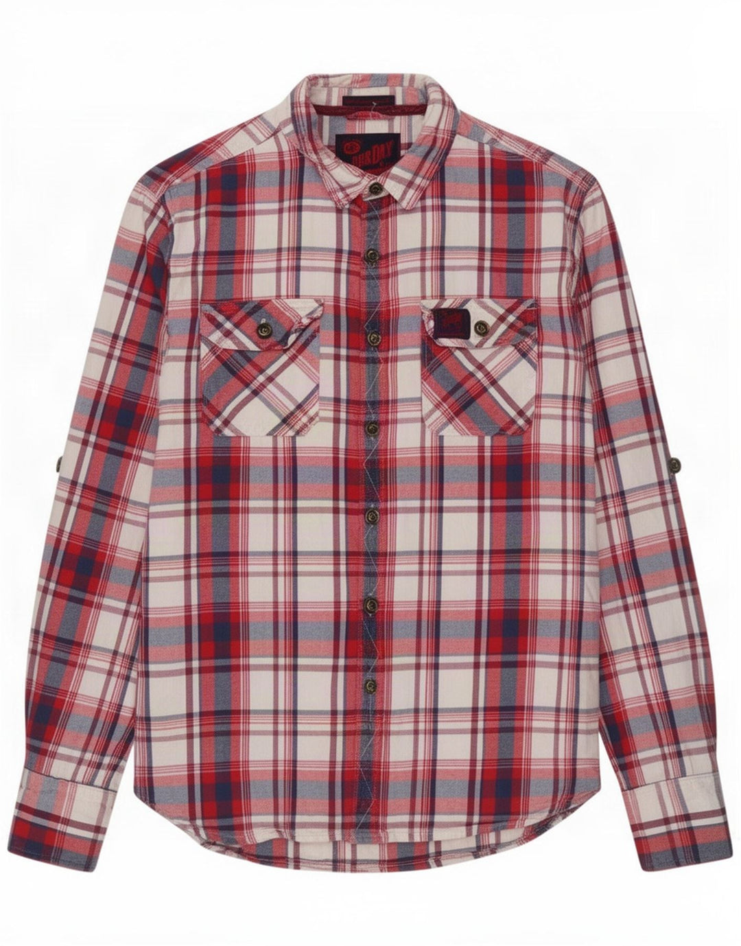 Camicia da uomo in flanella Superdry, cotone a quadri rossi grandi