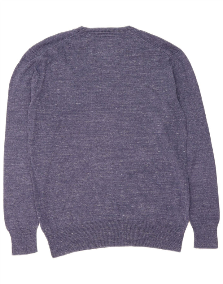 SUPERDRY Mens Crew Neck Jumper Sweater Large Navy Blue Cotton