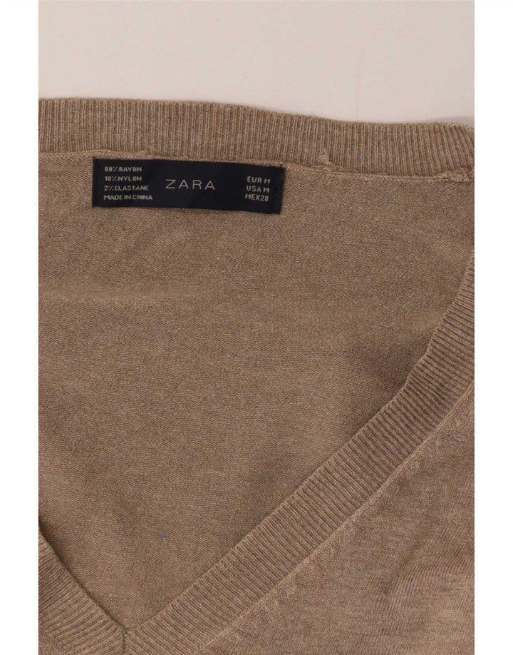 Maglione Zara da donna con scollo a V UK 14 Rayon grigio medio