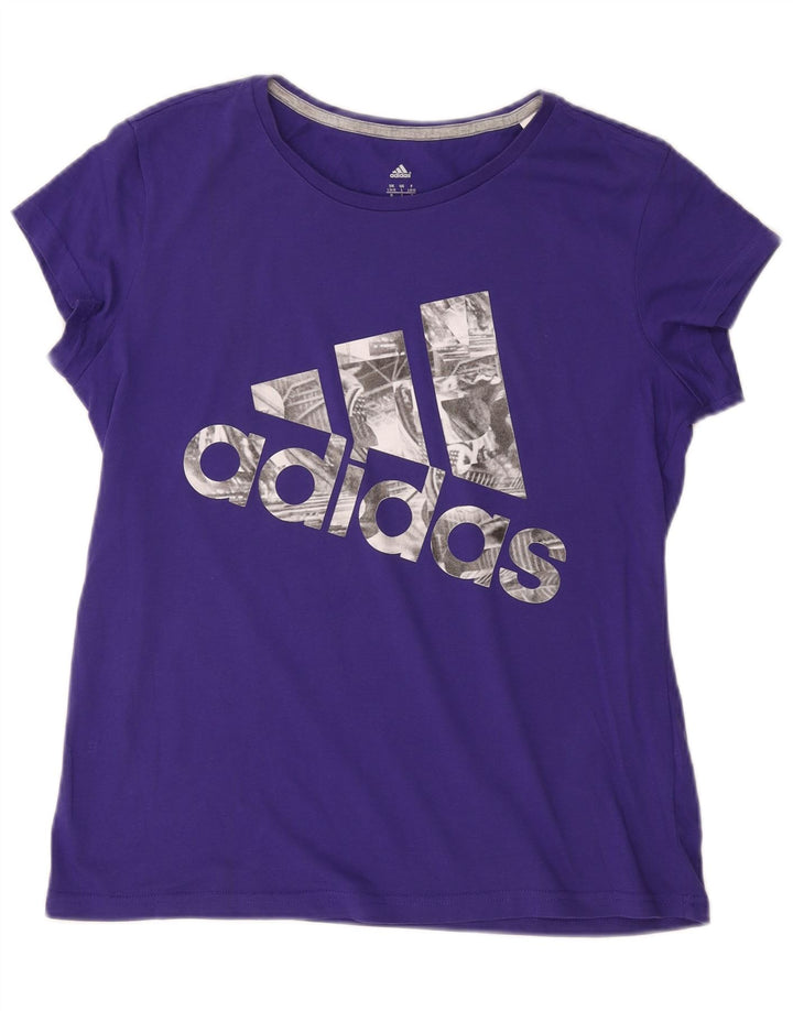 T-shirt grafica ADIDAS Climalite da donna UK 16/18 grande cotone viola