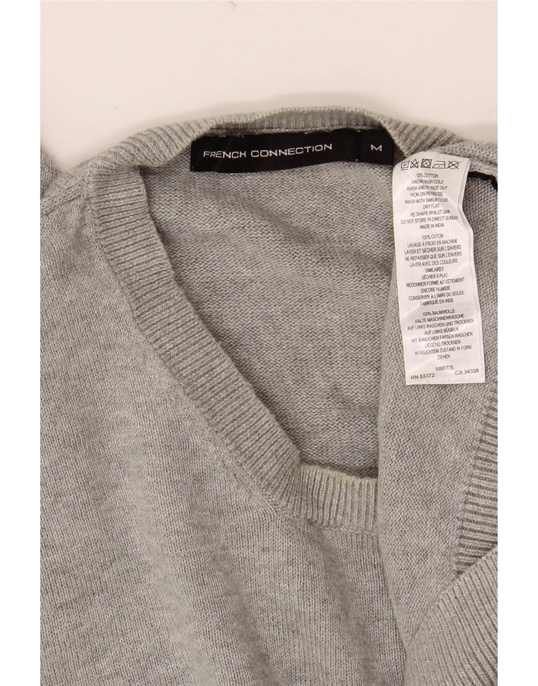 FRENCH CONNECTION Maglione da uomo girocollo in cotone grigio medio