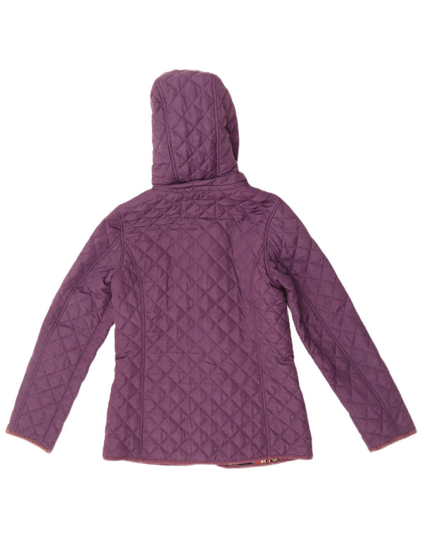 JOULES Womens Hooded Quilted Jacket UK 10 Small Purple Polyester