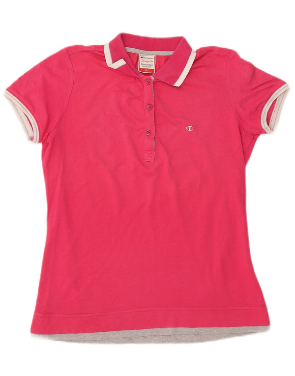 Polo da donna con vestibilità Heritage CHAMPION UK 18 XL in cotone color block rosa