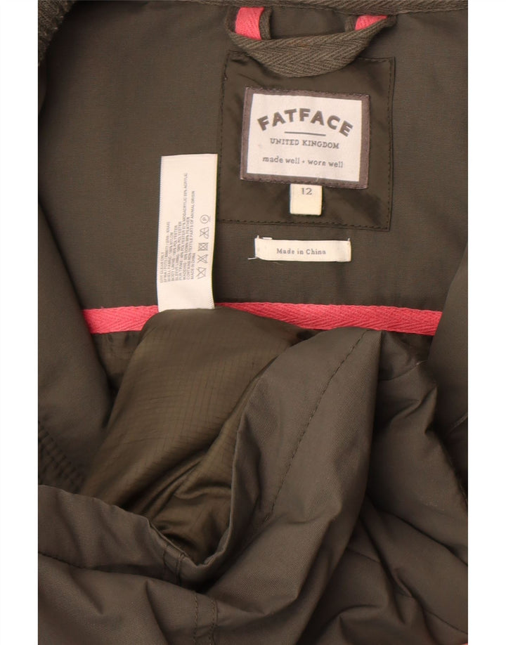 Cappotto imbottito con cappuccio da donna Fat Face UK 12 Nylon kaki medio
