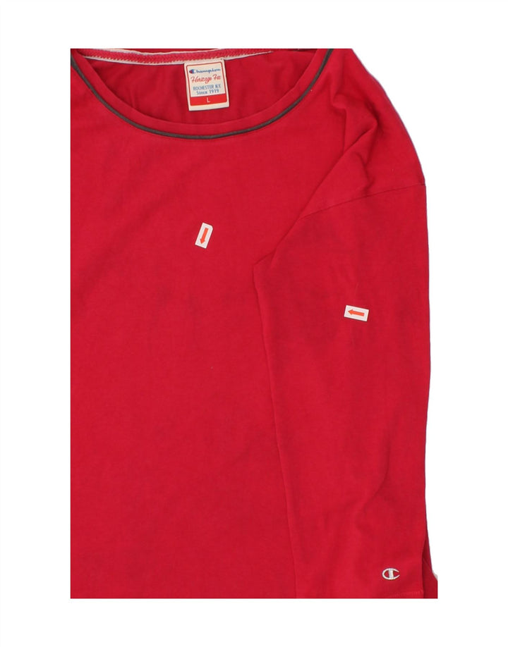 CHAMPION Womens Heritage Fit Top 3/4 Sleeve UK 16 Large Red Vintage Champion and Second-Hand Champion from Messina Hembry 