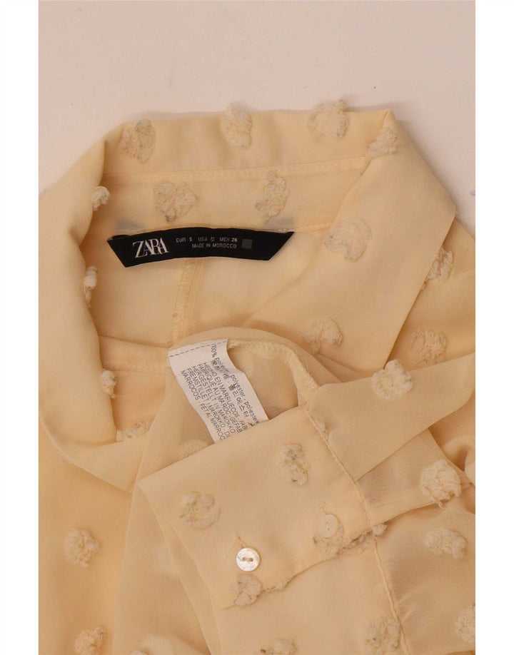 Camicetta a camicia lunga oversize da donna Zara UK 10 piccola beige maculata