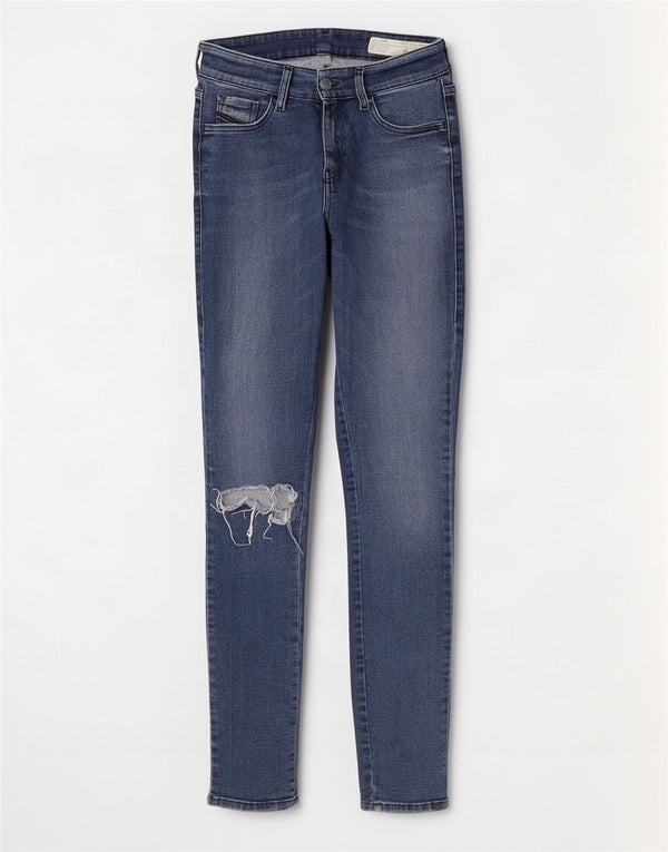 Diesel Womens Slandy Distressed Super Slim Skinny Jeans W27 L30 Blue Cotton