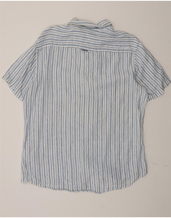 Crew Clothing Camicia a maniche corte da uomo in lino a righe grandi blu