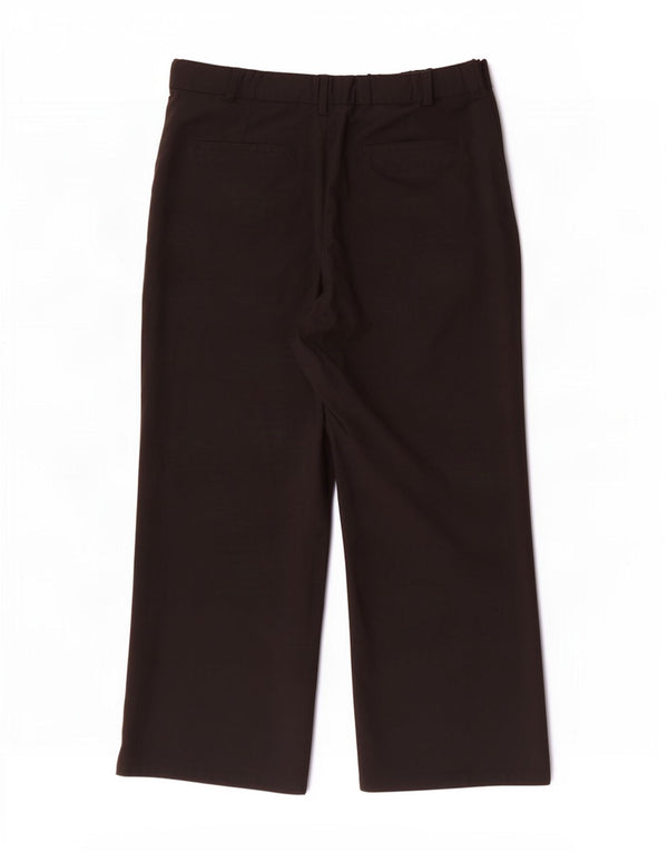 Pantaloni chino a gamba larga a vita alta da donna Zara 2XL W34 L29 poliestere nero