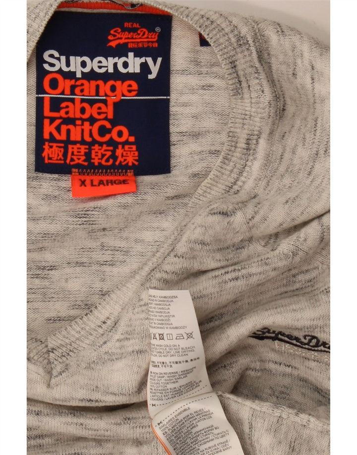 Maglione da donna con scollo a V SUPERDRY UK 18 XL Cotone screziato grigio