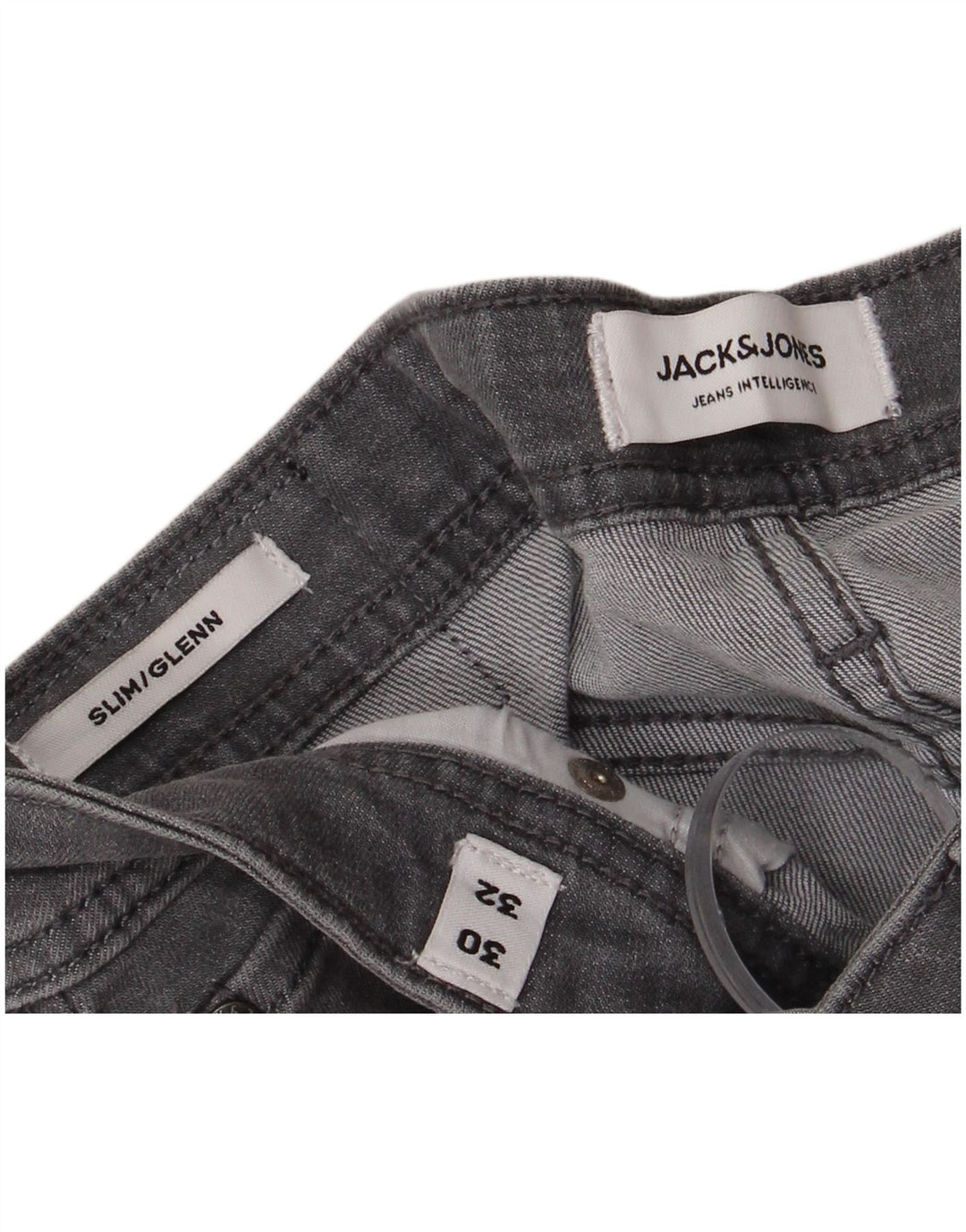 JACK & JONES Jeans slim da uomo GLENN W30 L32 in cotone grigio