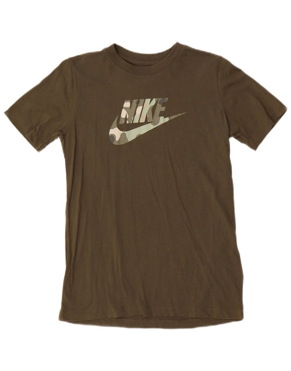 Nike Boys Graphic T-Shirt Top 12-13 Years Large Khaki Cotton