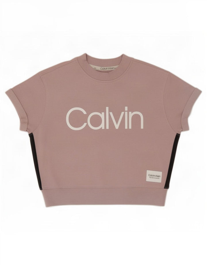 Felpa con grafica oversize da donna Calvin Klein UK 14 Rosa medio