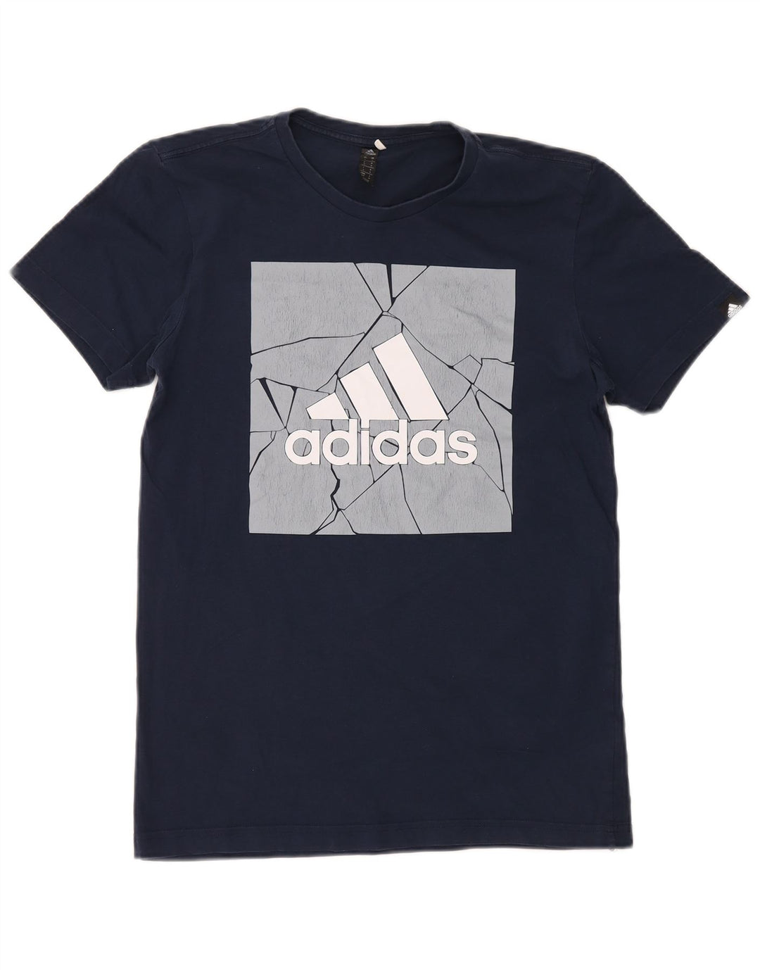 T-shirt grafica da uomo Adidas Top Small in cotone blu navy