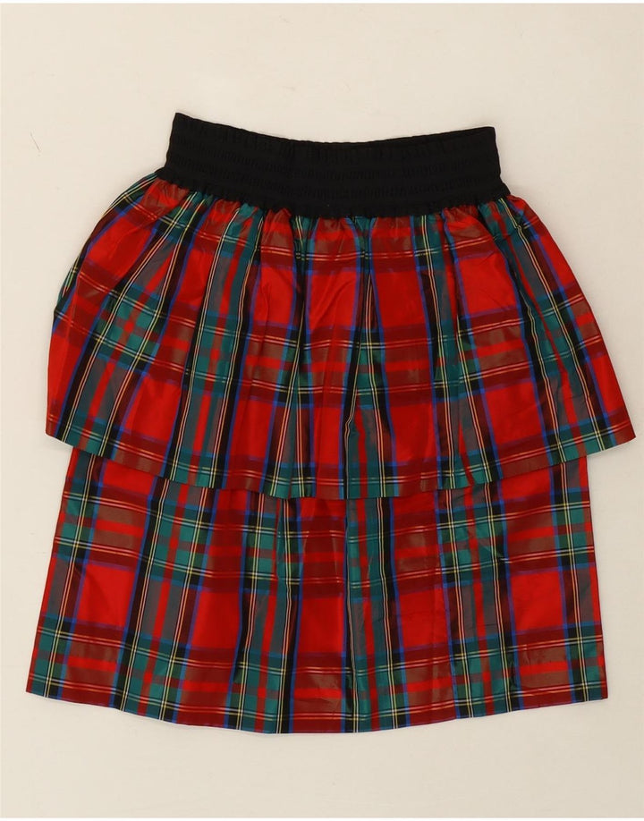 VINTAGE Womens Peplum Skirt W22 2XS Red Plaid Vintage Vintage and Second-Hand Vintage from Messina Hembry 