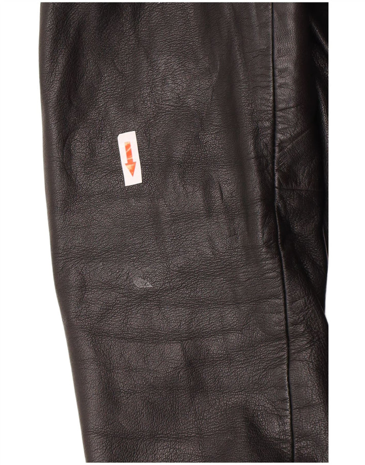 Giacca in pelle da donna vintage UK 12 in pelle nera media