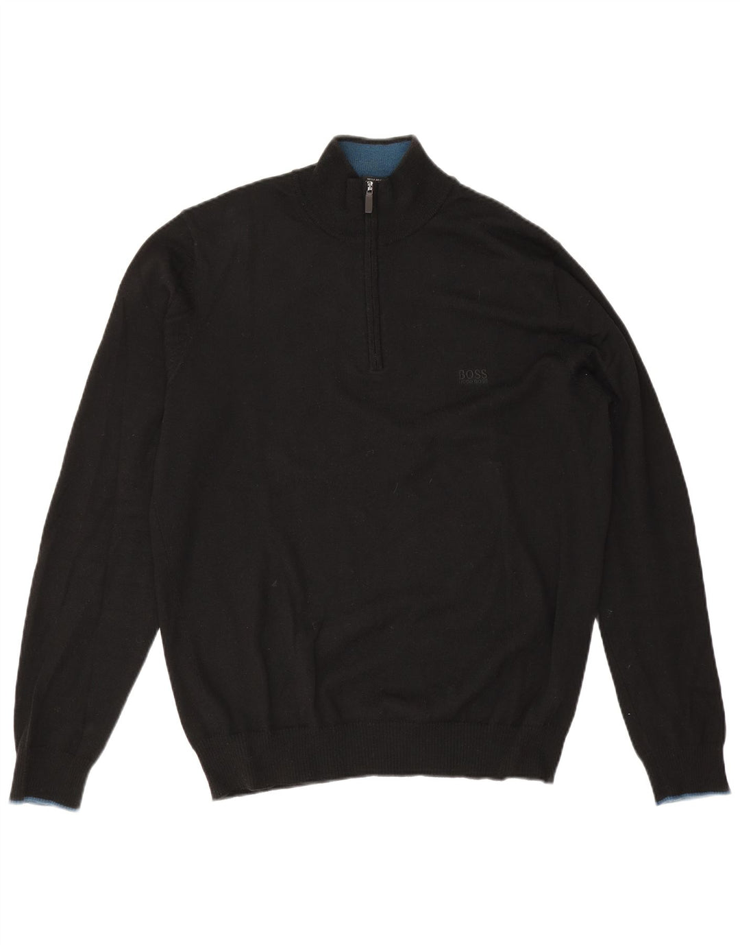 Hugo Boss Maglione da uomo con vestibilità regolare e collo con zip, grande, in lana nera