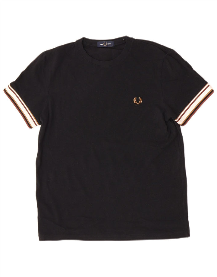 T-shirt da uomo Fred Perry Top in cotone color block medio nero