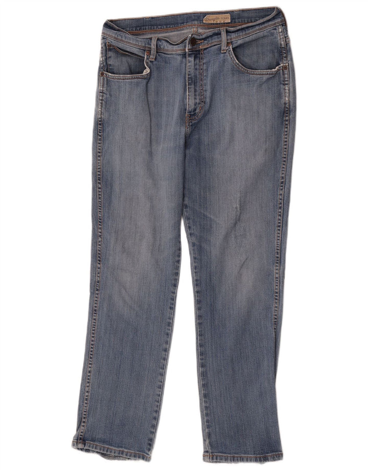 Jeans dritti elasticizzati Texas Wrangler da uomo W36 L30 cotone blu
