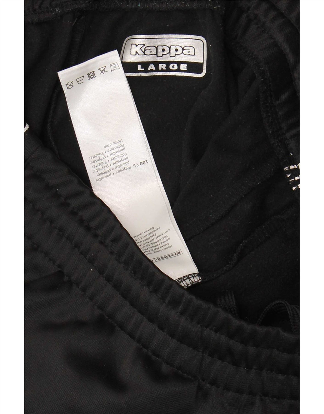 Pantaloni da tuta con grafica Kappa da uomo, pantaloni da jogging, grandi, in poliestere nero