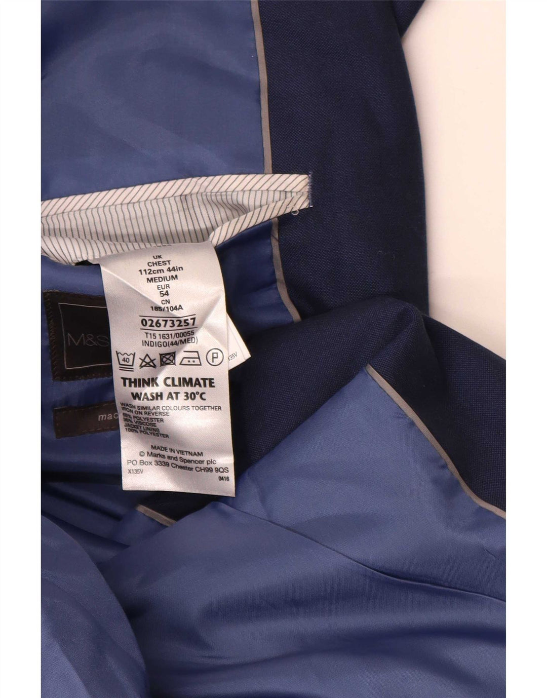 Giacca blazer a 2 bottoni da uomo Marks & Spencer UK 44 XL blu navy classica