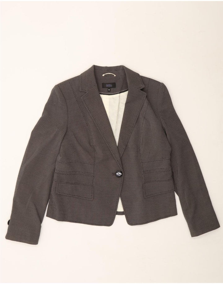 MARKS & SPENCER Womens 1 Button Blazer Jacket UK 16 Large  Grey Spotted Vintage Marks & Spencer and Second-Hand Marks & Spencer from Messina Hembry 