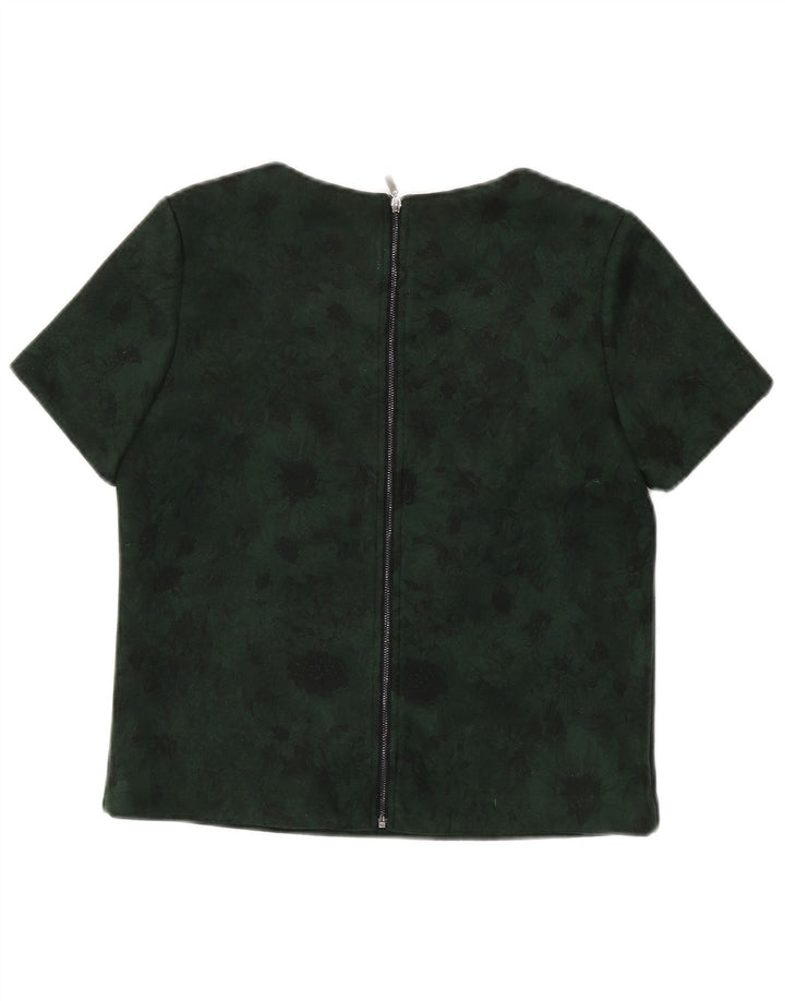 FRNCH Camicetta corta da donna Top UK 16 Piccolo poliestere floreale verde