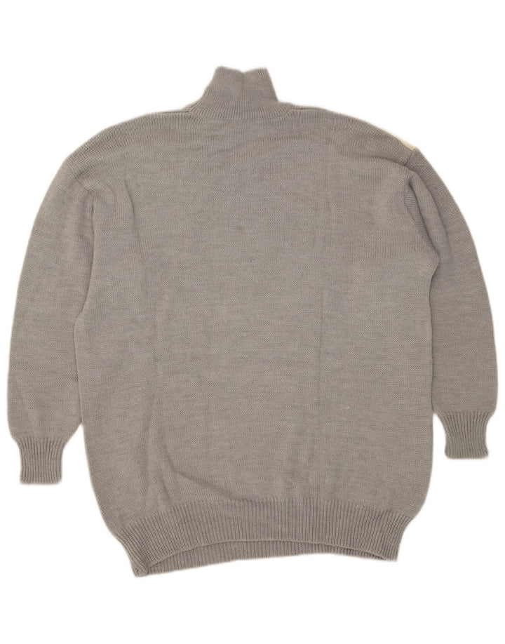 VELENO Maglione da uomo con collo alto e lana grande grigio a rombi/diamante