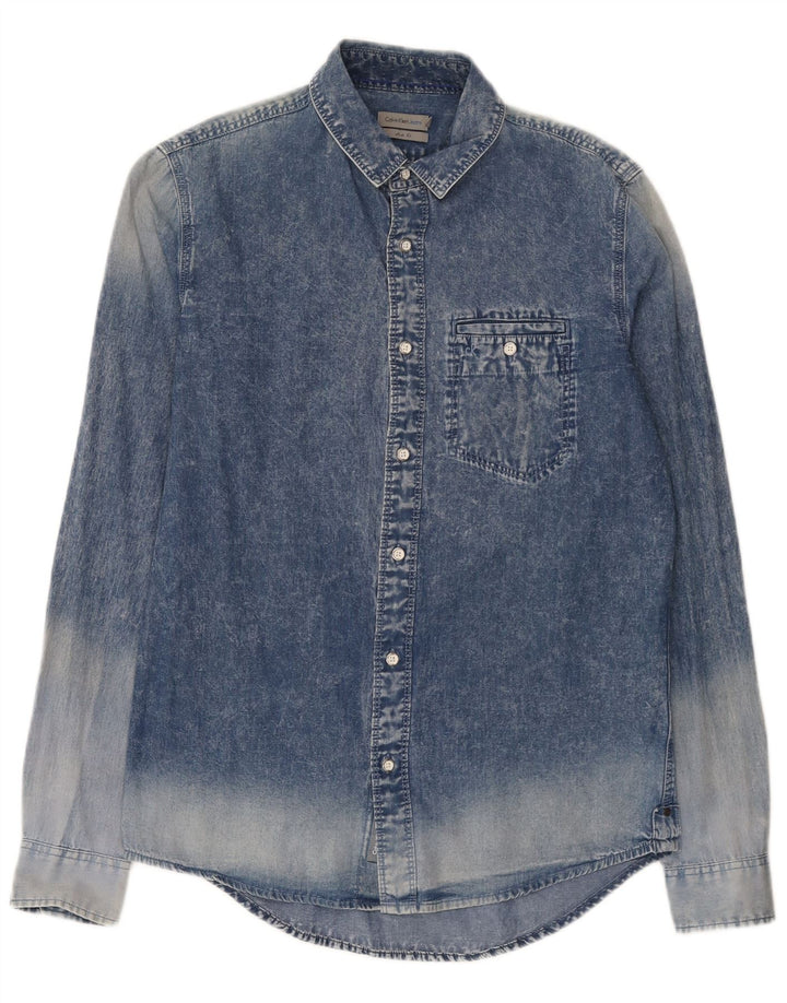 Camicia di jeans slim fit da uomo Calvin Klein Jeans piccola blu