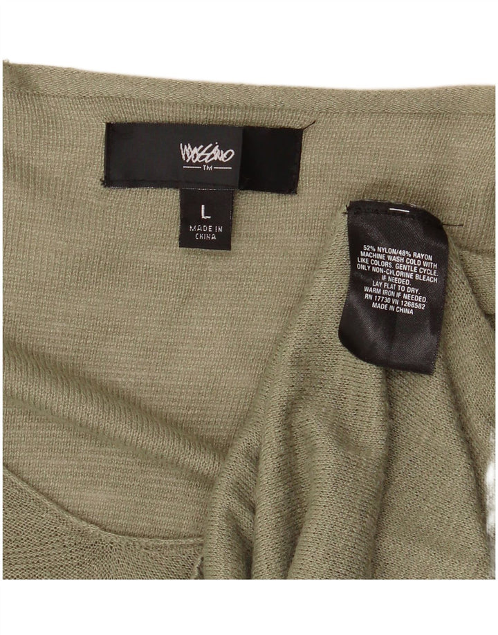 Mossimo Maglione da donna con scollo a V lungo e collo lungo UK 16 Large Khaki Nylon