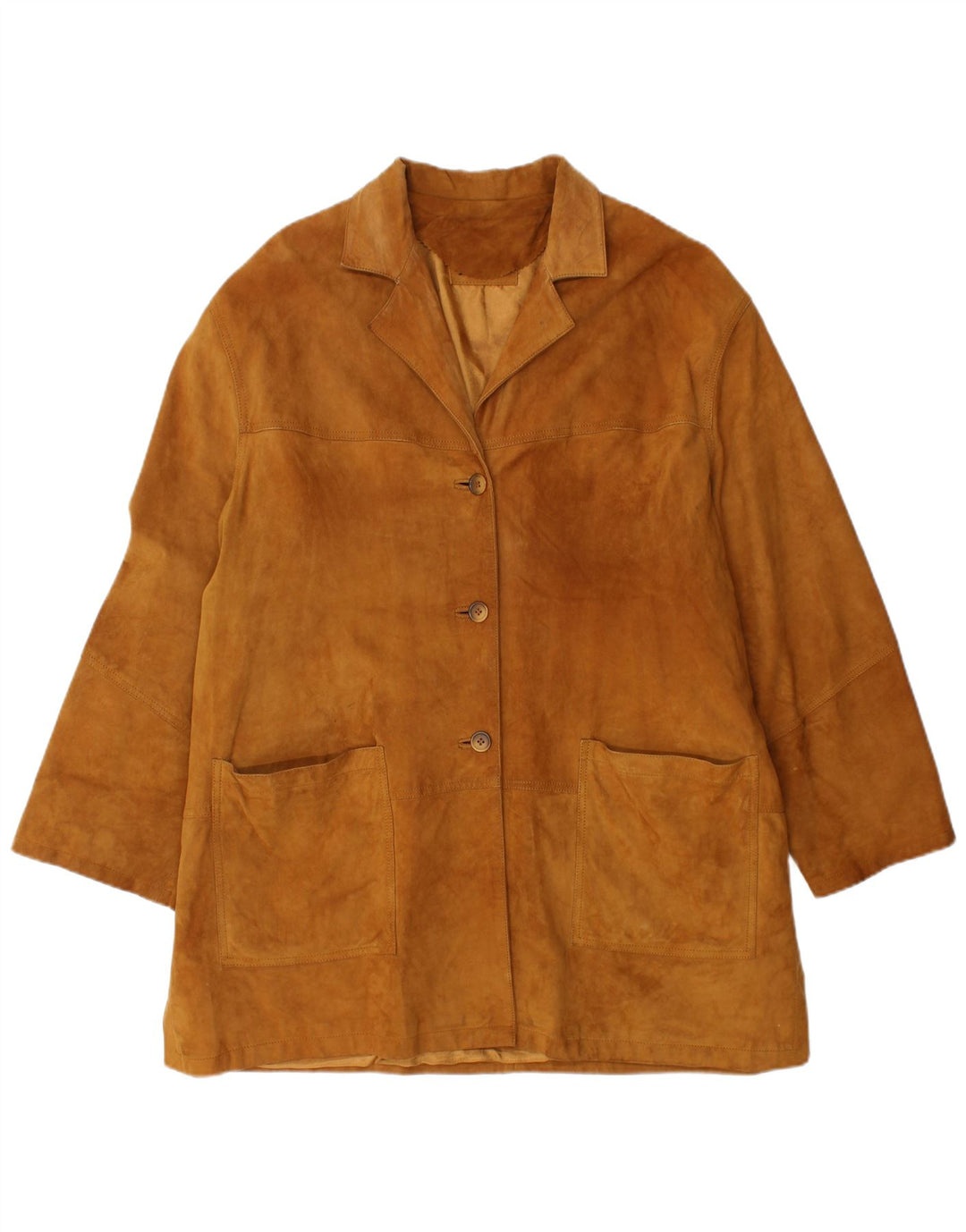 Giacca in pelle scamosciata da donna VINTAGE UK 18 XL in pelle marrone