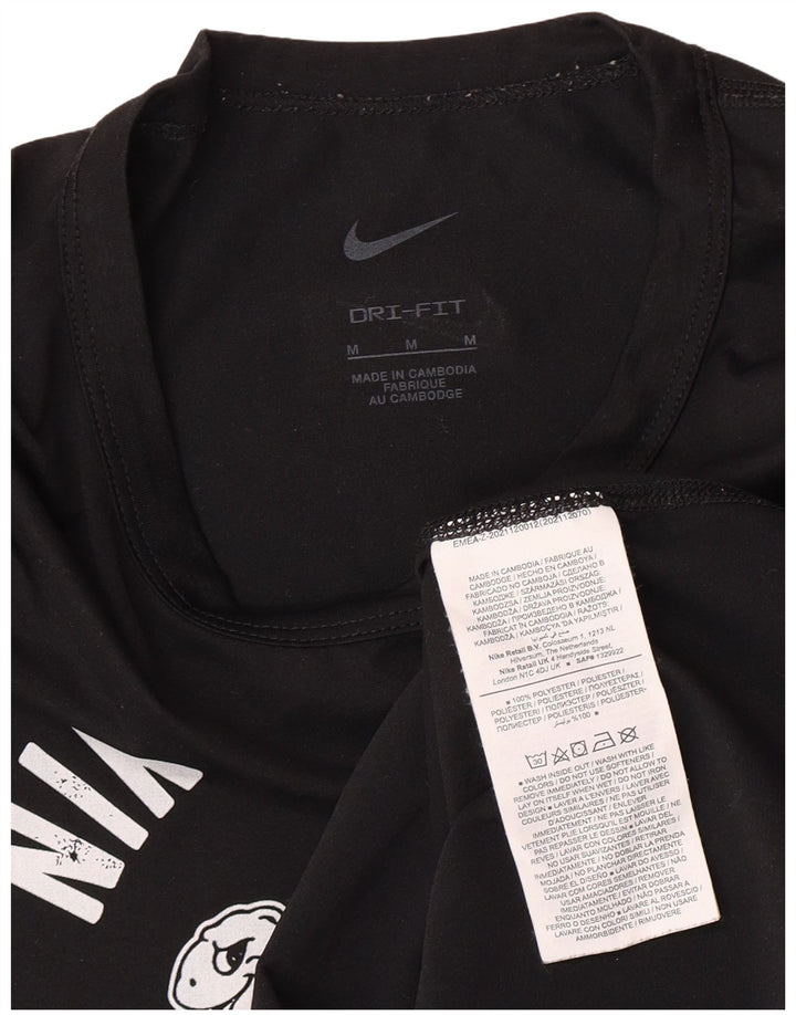 T-shirt grafica Nike Dri Fit da uomo, parte superiore in poliestere nero medio