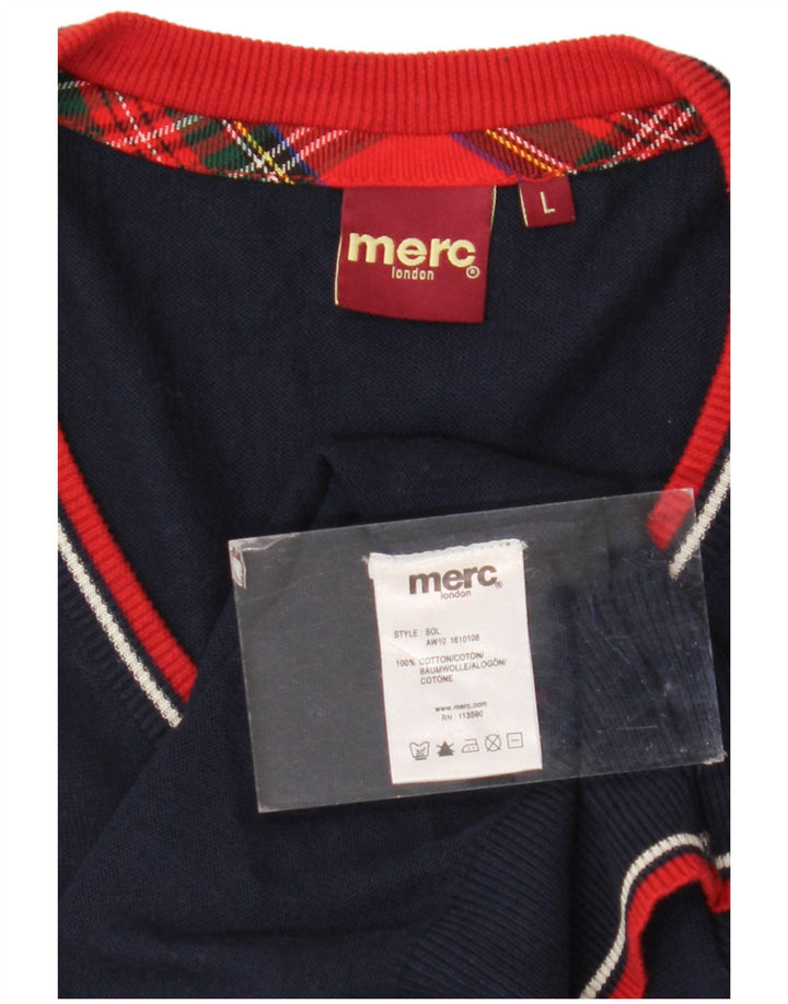 Canotta da uomo Merc Canotta grande in cotone a righe blu navy