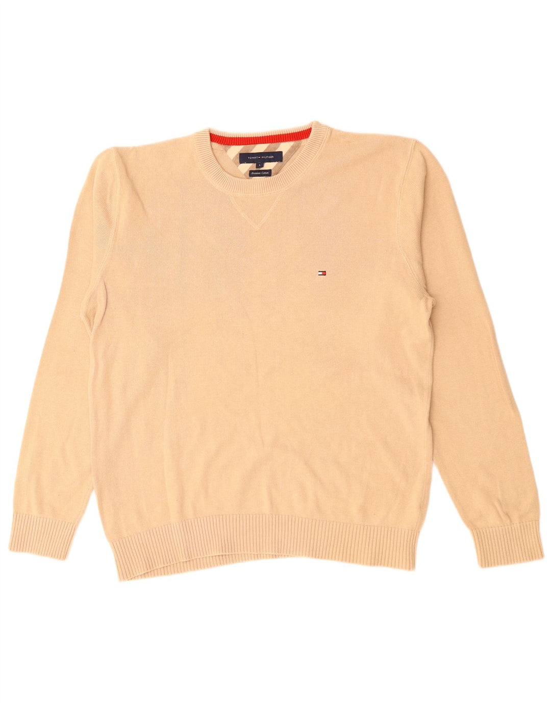 TOMMY HILFIGER Maglione maglione girocollo da uomo grande cotone beige