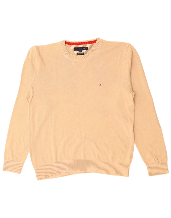 TOMMY HILFIGER Maglione maglione girocollo da uomo grande cotone beige