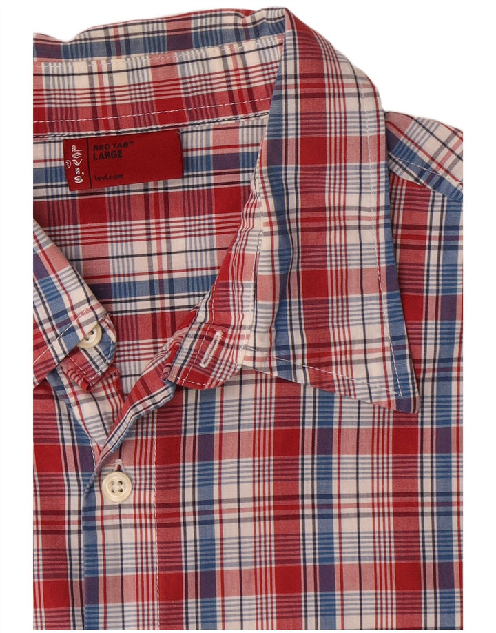 Levi's Camicia a maniche corte da uomo in cotone a quadri rossi grandi