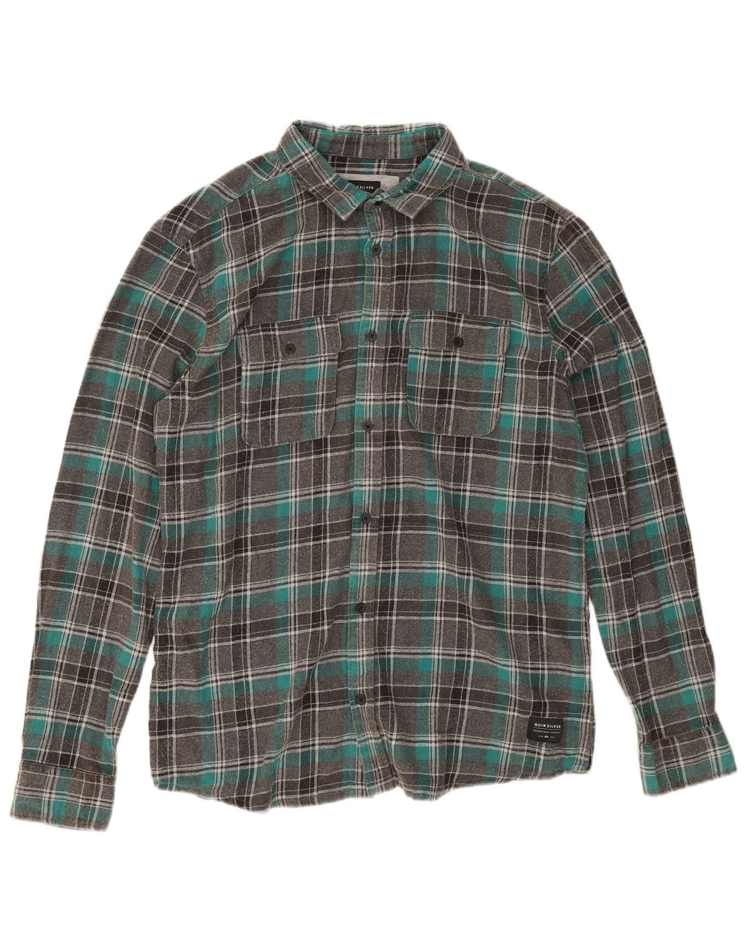 Camicia Quiksilver da uomo in flanella vestibilità regolare, cotone a quadri grigi grandi